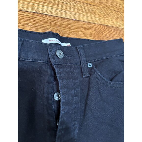 Levi's Womens Wedgie Skinny Jeans Size 29 29x26 Black Denim Button Fly Pants - Picture 4 of 8